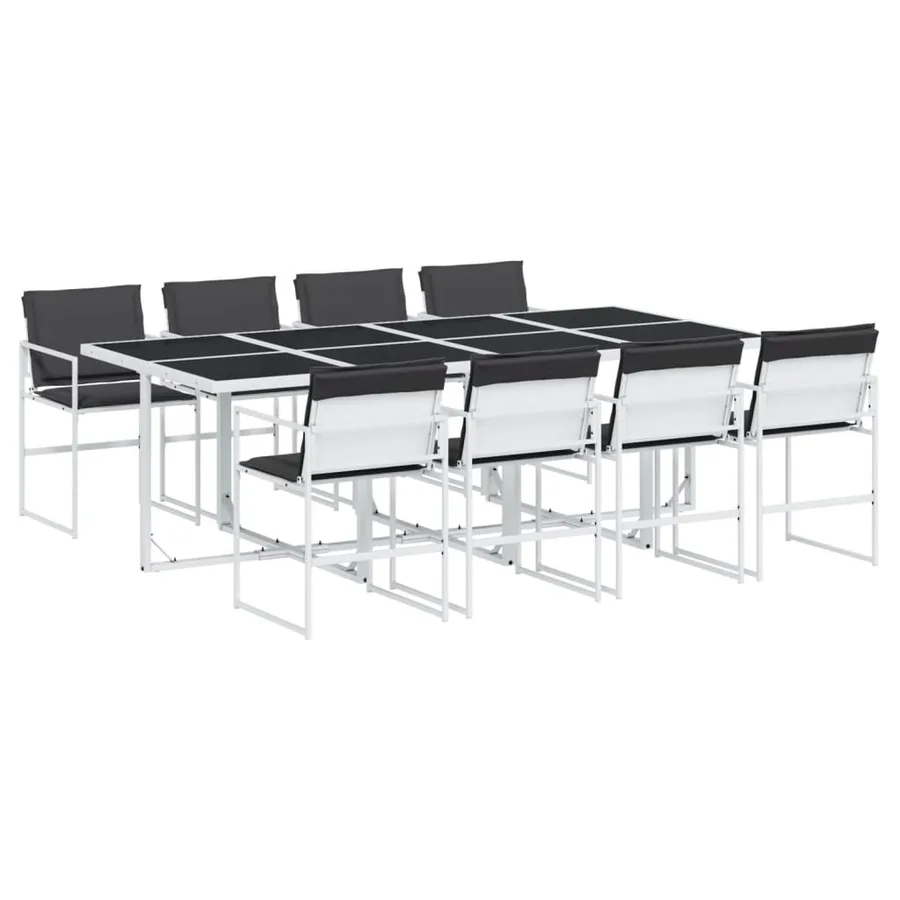 Ensemble à manger de jardin avec coussins 9 pcs blanc textilène - 2