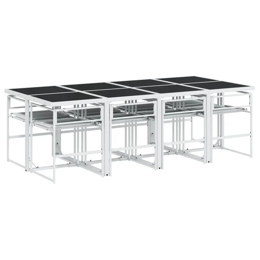 Ensemble à manger de jardin avec coussins 9 pcs blanc textilène - 5