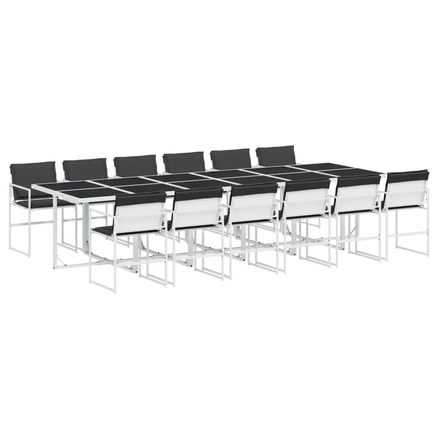 Ensemble à manger de jardin avec coussins 13pcs blanc textilène - 2
