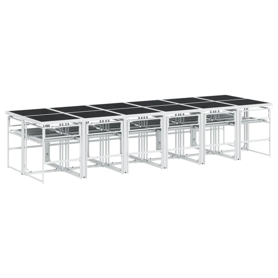 Ensemble à manger de jardin avec coussins 13pcs blanc textilène - 5