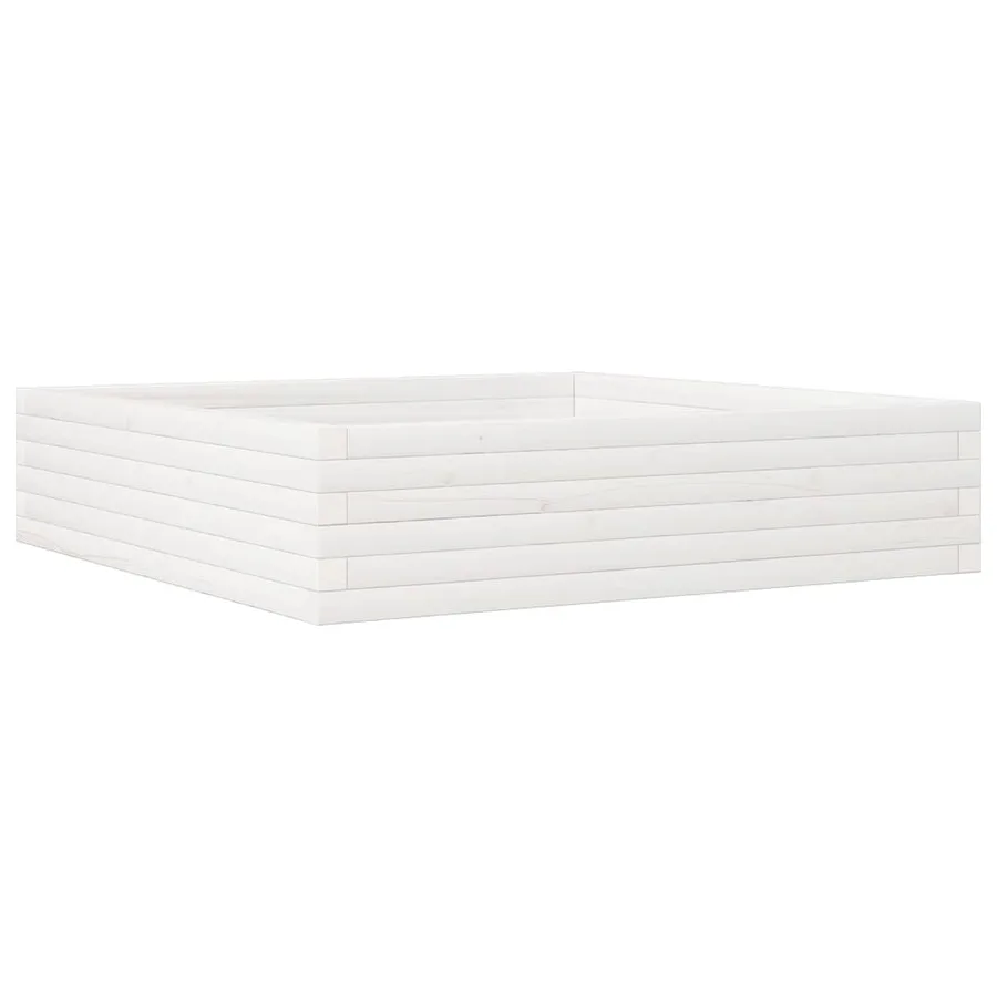 Jardinière blanc 100x100x23 cm bois de pin massif - 2