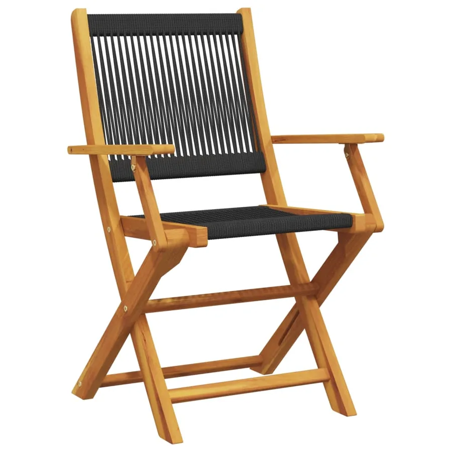 Ensemble de bistro 3 pcs noir polypropylène et bois massif - 3