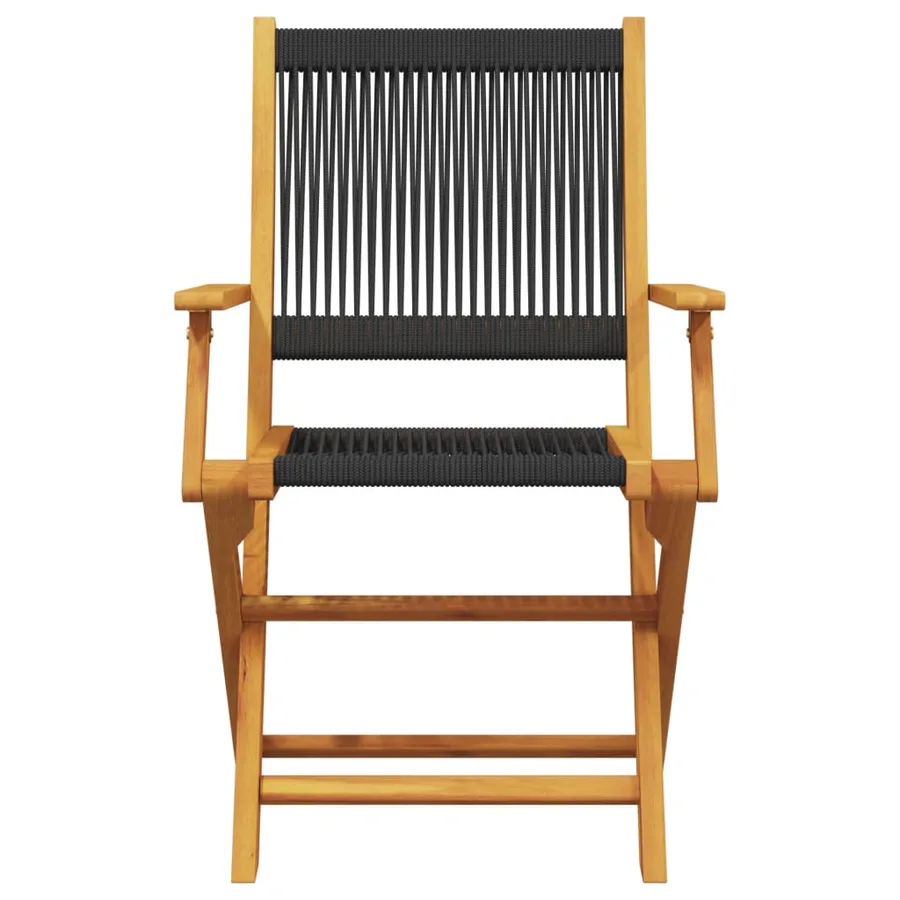 Ensemble de bistro 3 pcs noir polypropylène et bois massif - 4