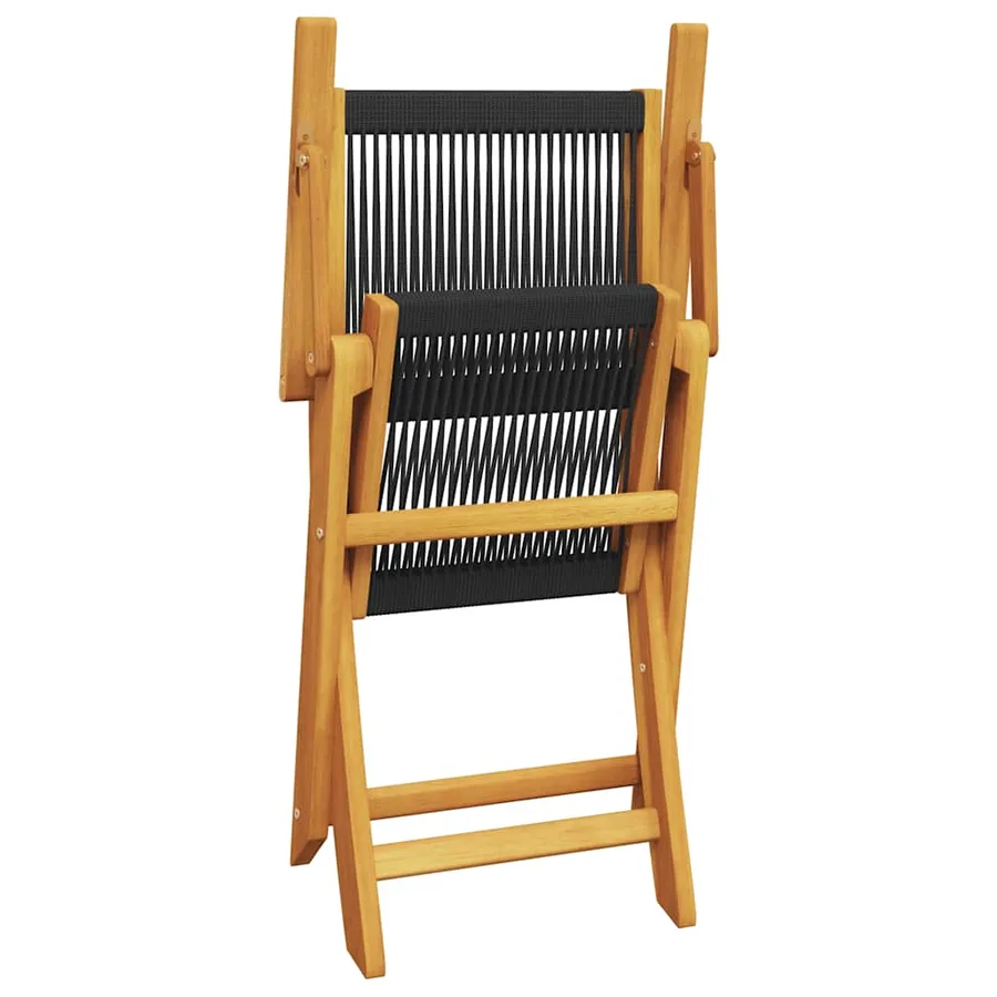 Ensemble de bistro 3 pcs noir polypropylène et bois massif - 7