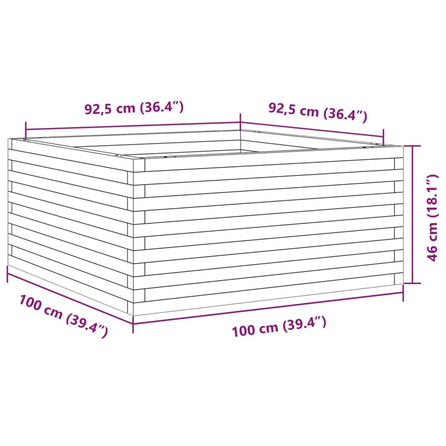 Jardinière cire marron 100x100x46 cm bois de pin massif - 10