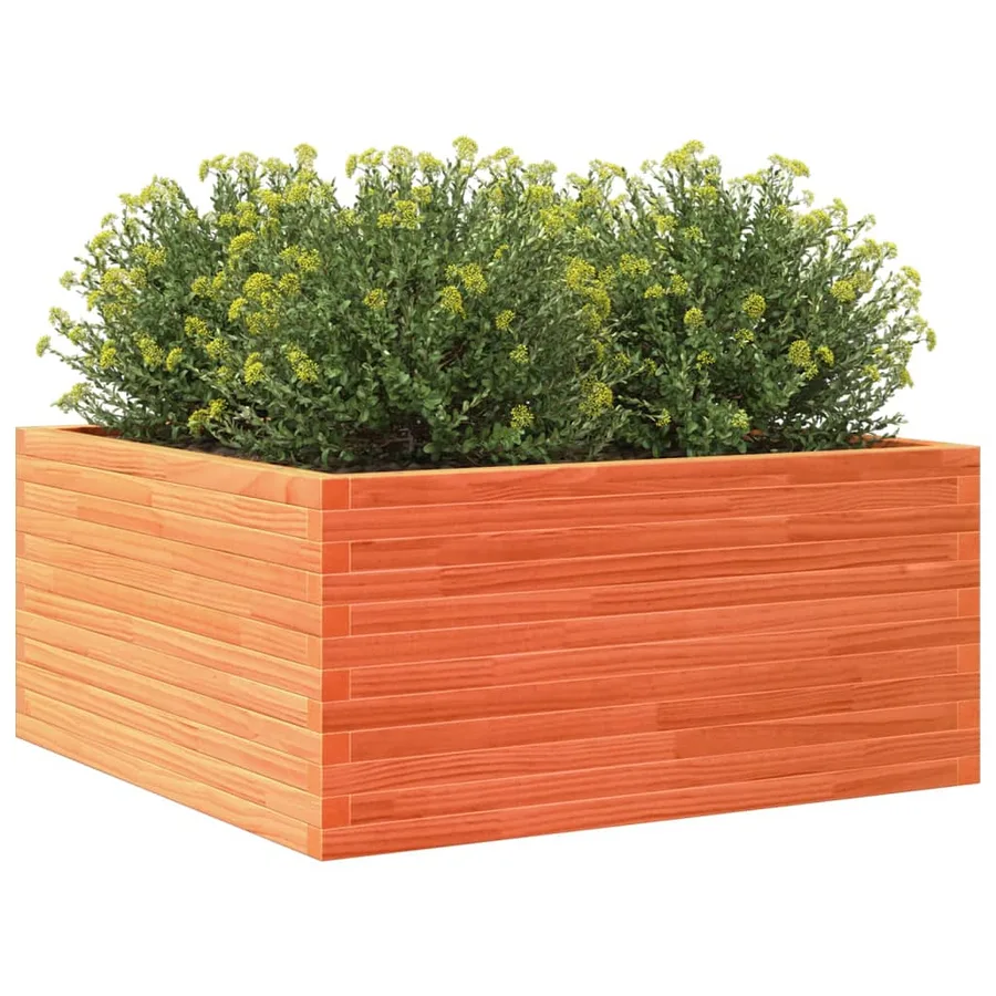 Jardinière cire marron 100x100x46 cm bois de pin massif - 4