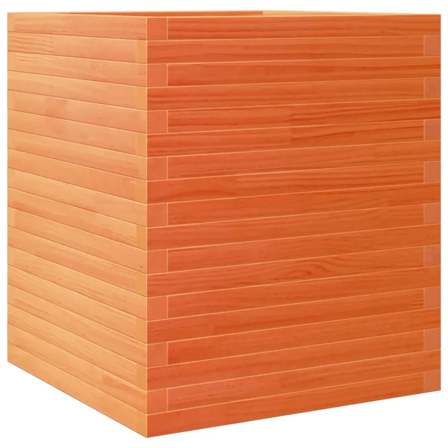 Jardinière cire marron 60x60x68,5 cm bois de pin massif - 7