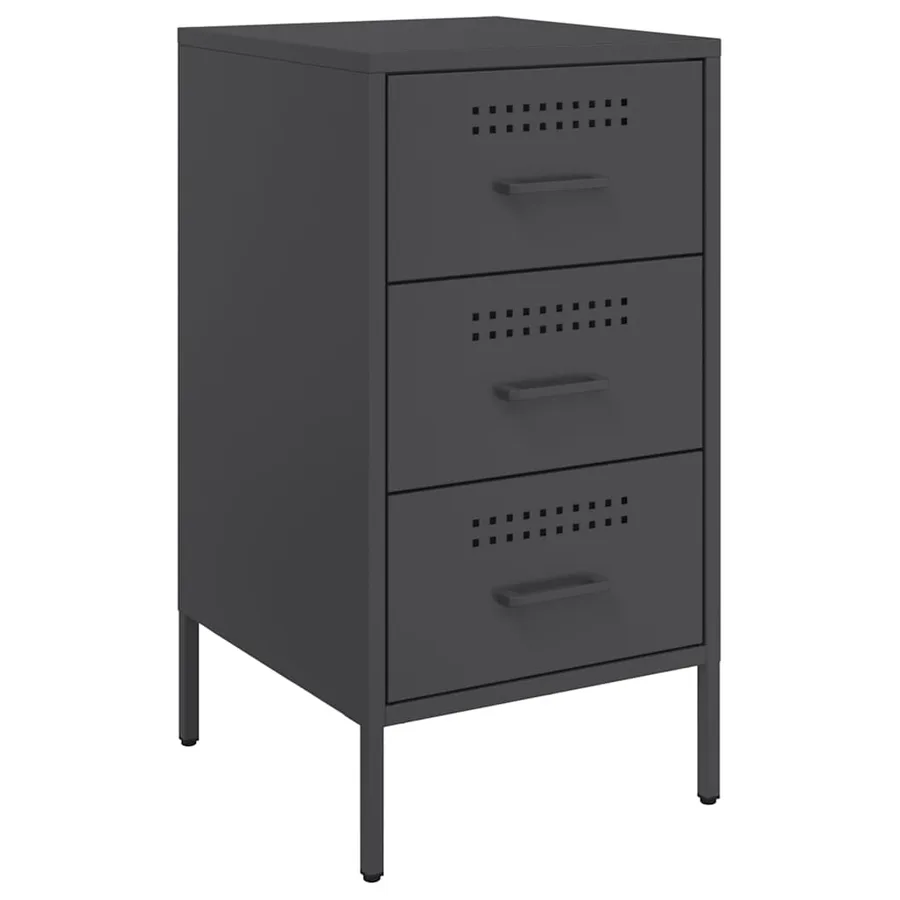 Table de chevet noir 36x39x68 cm acier - 2