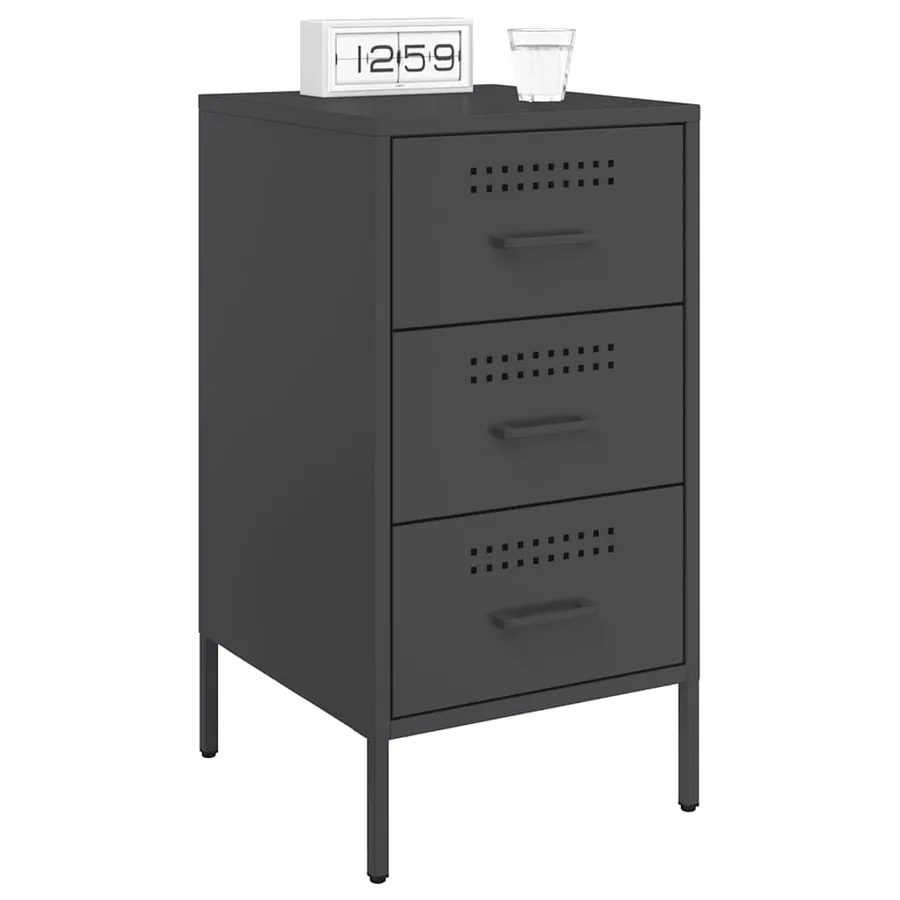 Table de chevet noir 36x39x68 cm acier - 4