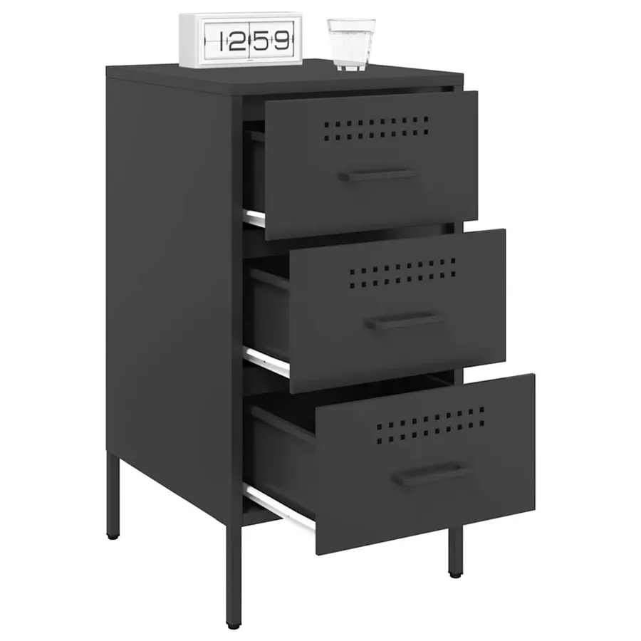Table de chevet noir 36x39x68 cm acier - 5