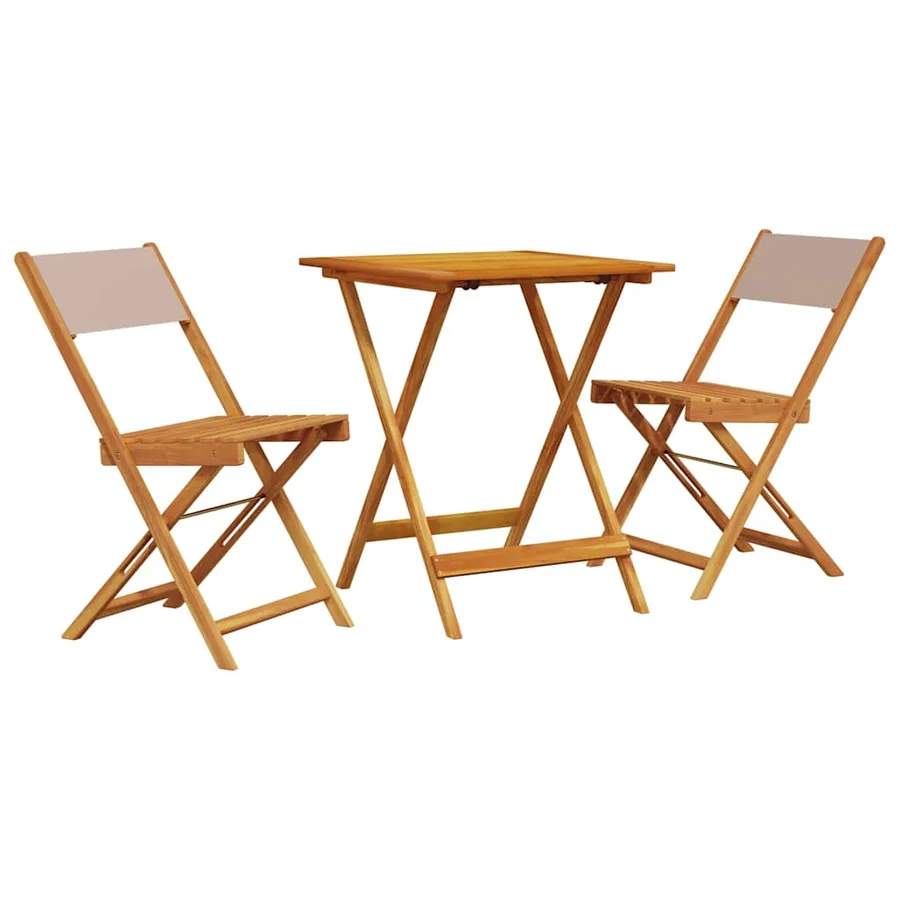 Ensemble de bistro 3 pcs taupe tissu et bois massif - 2