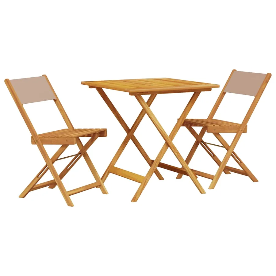 Ensemble de bistro 3 pcs taupe tissu et bois massif - 2