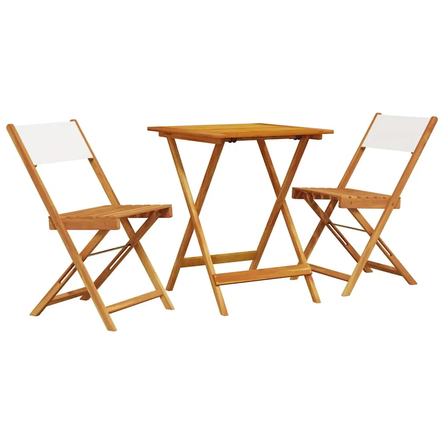 Ensemble de bistro 3 pcs blanc crème tissu et bois massif - 2