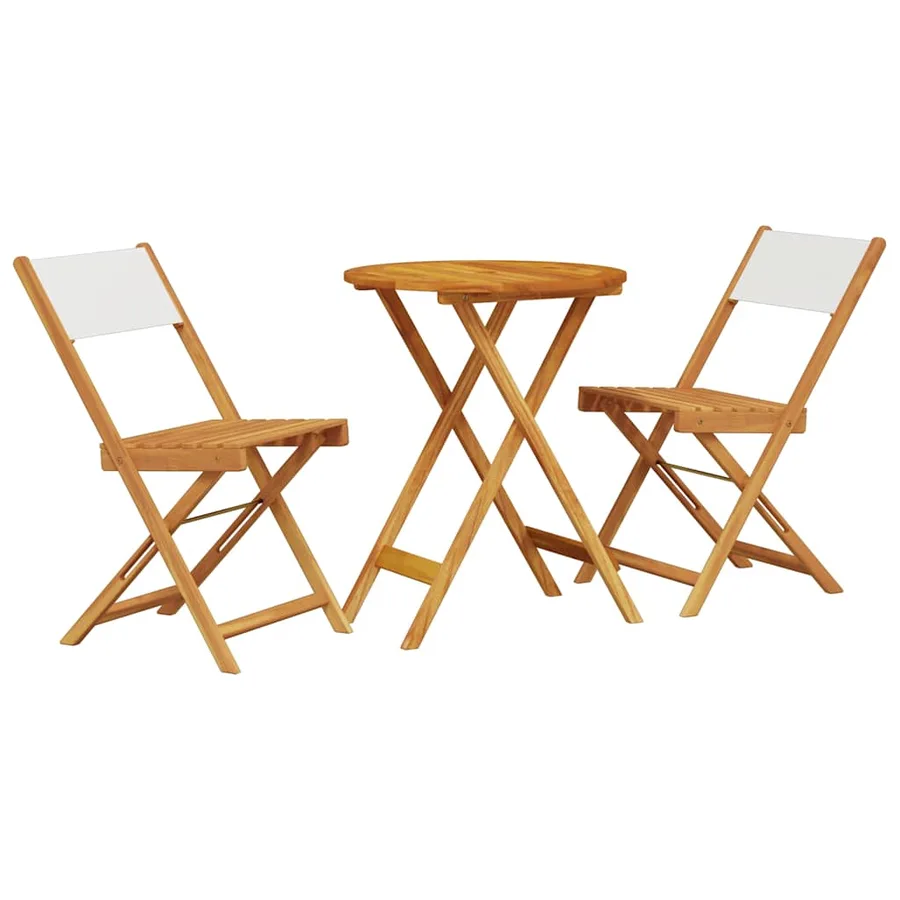 Ensemble de bistro 3 pcs blanc crème tissu et bois massif - 2