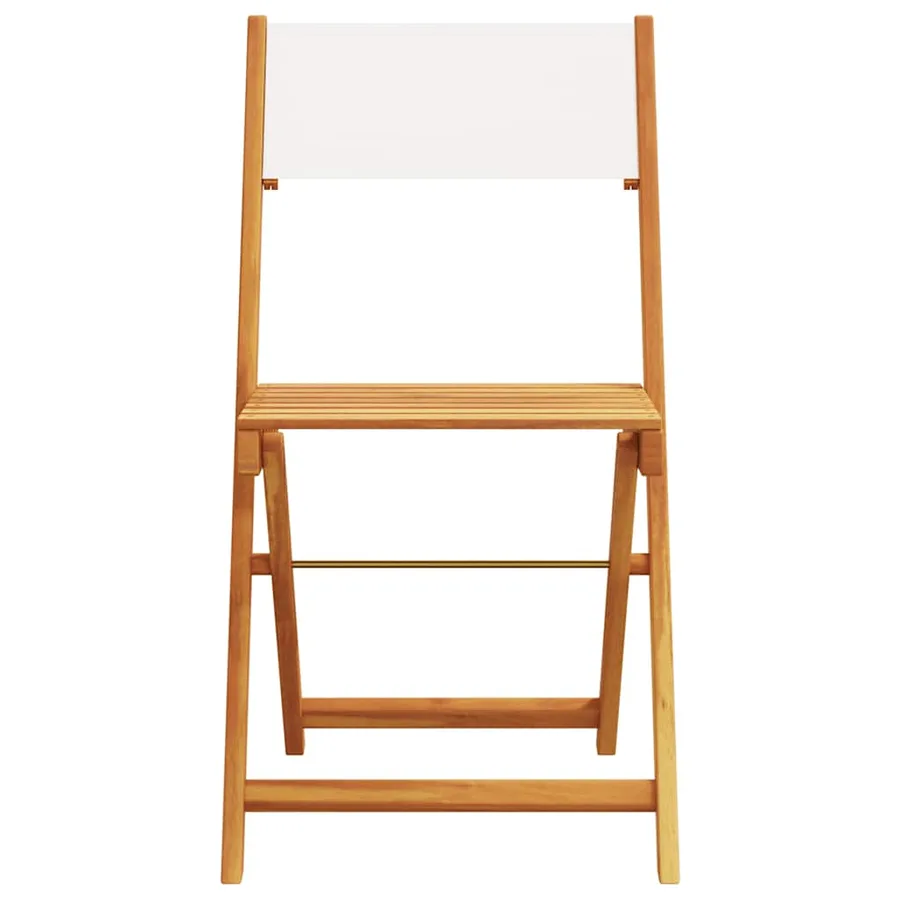 Ensemble de bistro 3 pcs blanc crème tissu et bois massif - 4