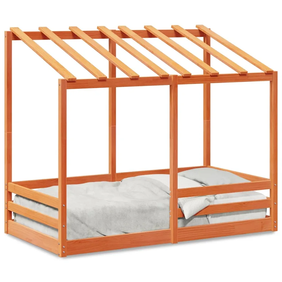 Lit pour enfants sans matelas cire marron 70x140 cm pin massif - 2