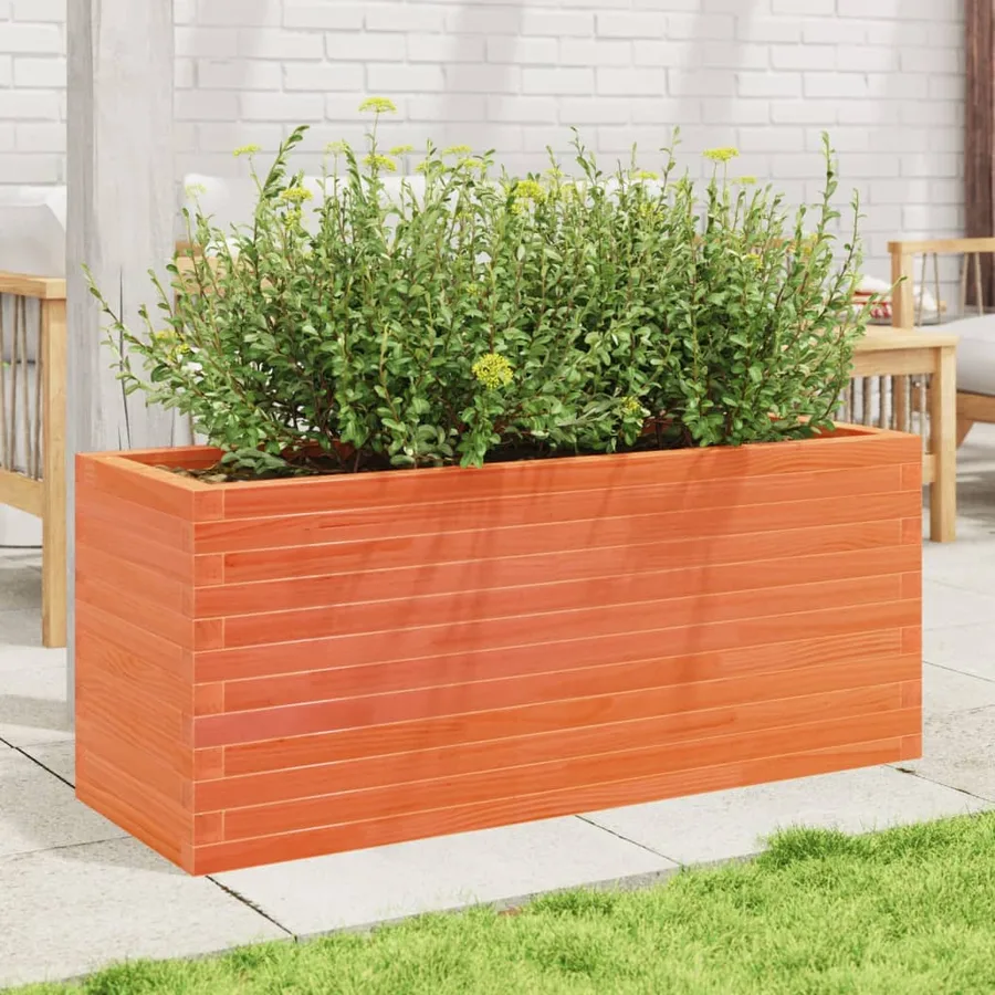 Jardinière cire marron 110x40x45,5 cm bois de pin massif - 3