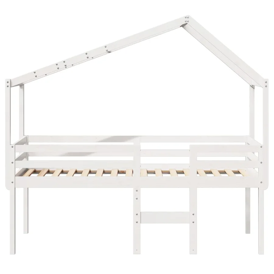 Lit haut sans matelas blanc 90x190 cm bois de pin massif - 4