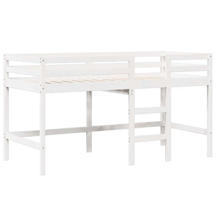 Lit haut sans matelas blanc 90x190 cm bois de pin massif - 5