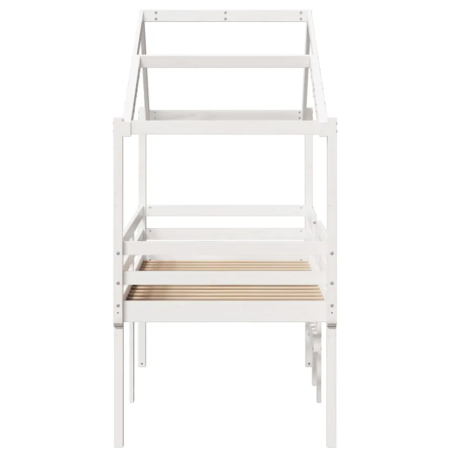 Lit haut sans matelas blanc 90x190 cm bois de pin massif - 7