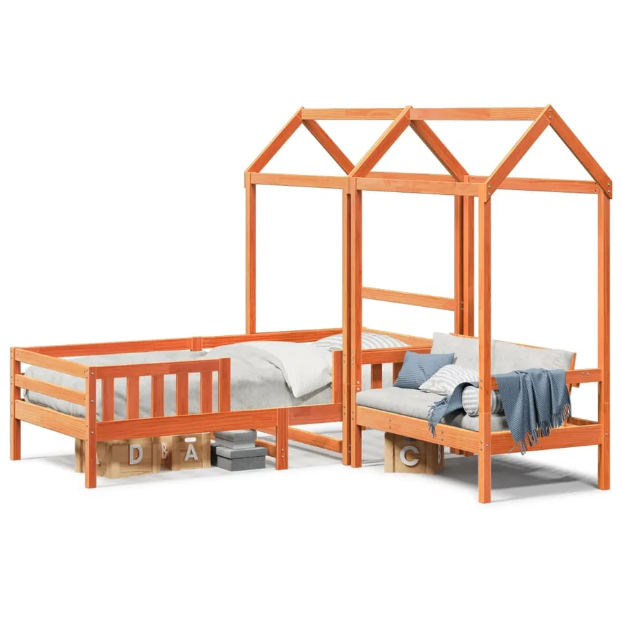 Ensemble de lit et de banc avec toit sans matelas 90x200 cm - 2