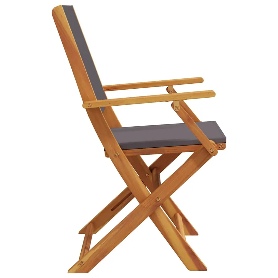 Chaises de jardin lot de 2 anthracite bois acacia massif tissu - 6