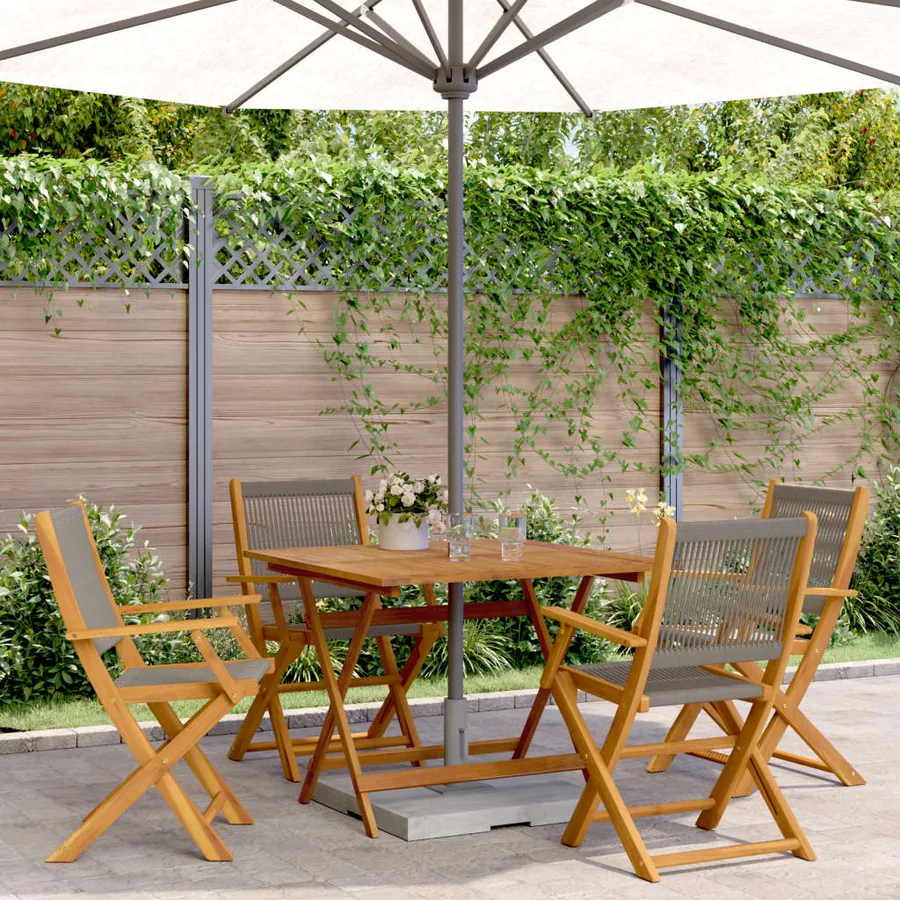 Ensemble à manger de jardin 5pcs gris polypropylène bois massif