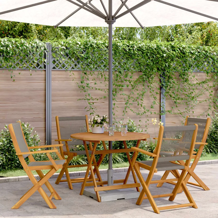 Ensemble à manger de jardin 5pcs gris polypropylène bois massif