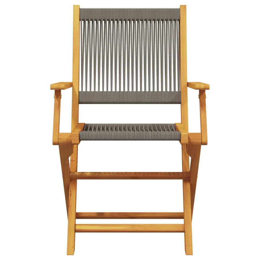 Ensemble à manger de jardin 5pcs gris polypropylène bois massif - 4