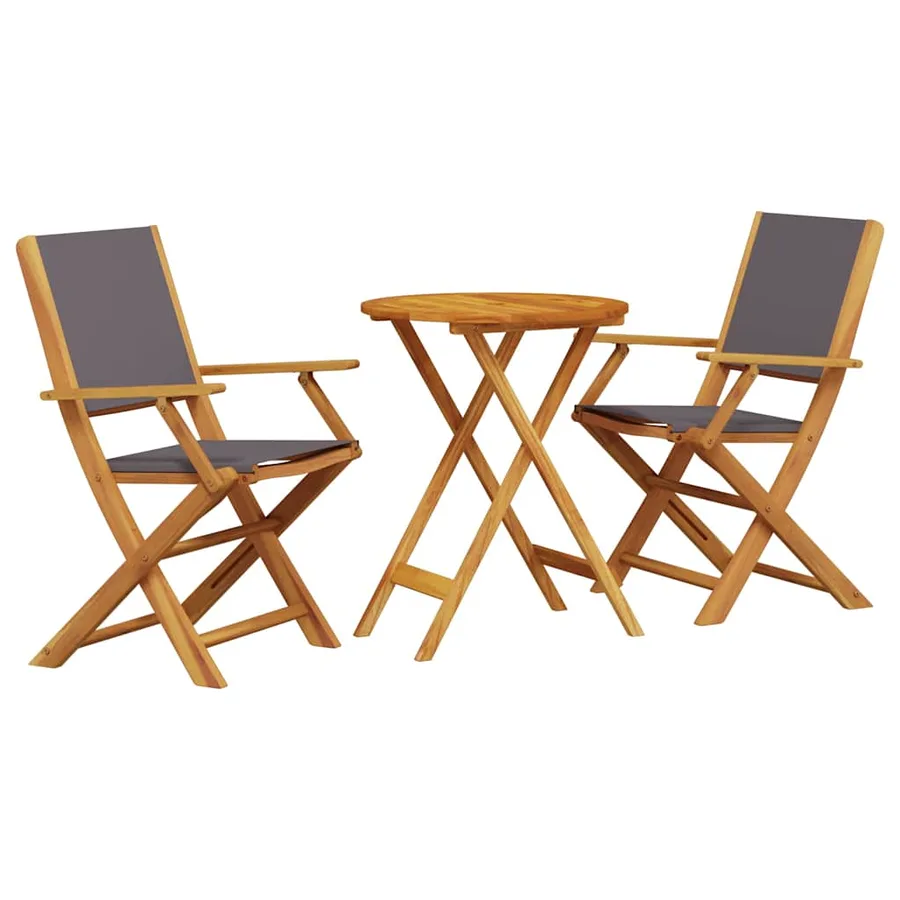 Ensemble de bistro 3 pcs anthracite tissu et bois massif - 2