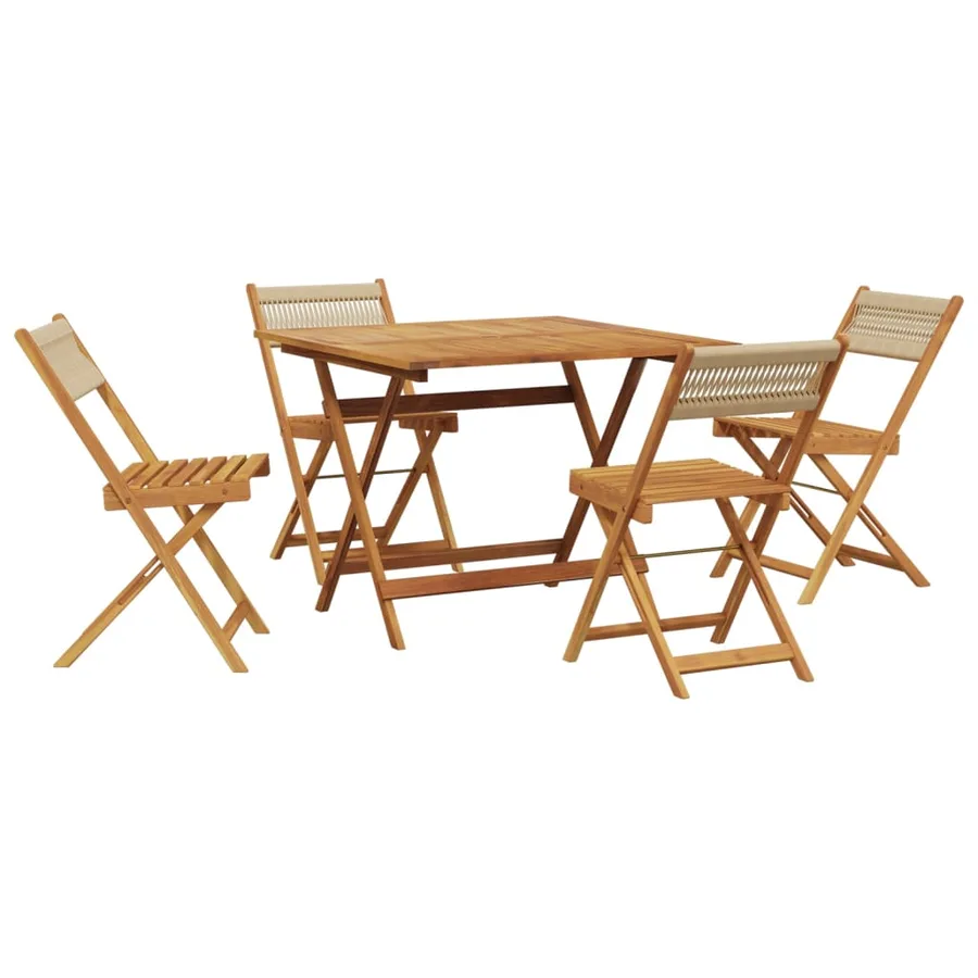 Ensemble à manger de jardin 5pcs beige polypropylène et bois - 2
