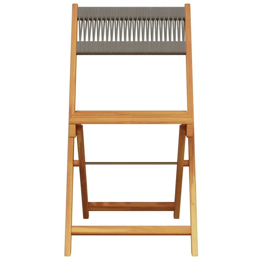 Ensemble de bistro 3 pcs gris polypropylène et bois massif - 6