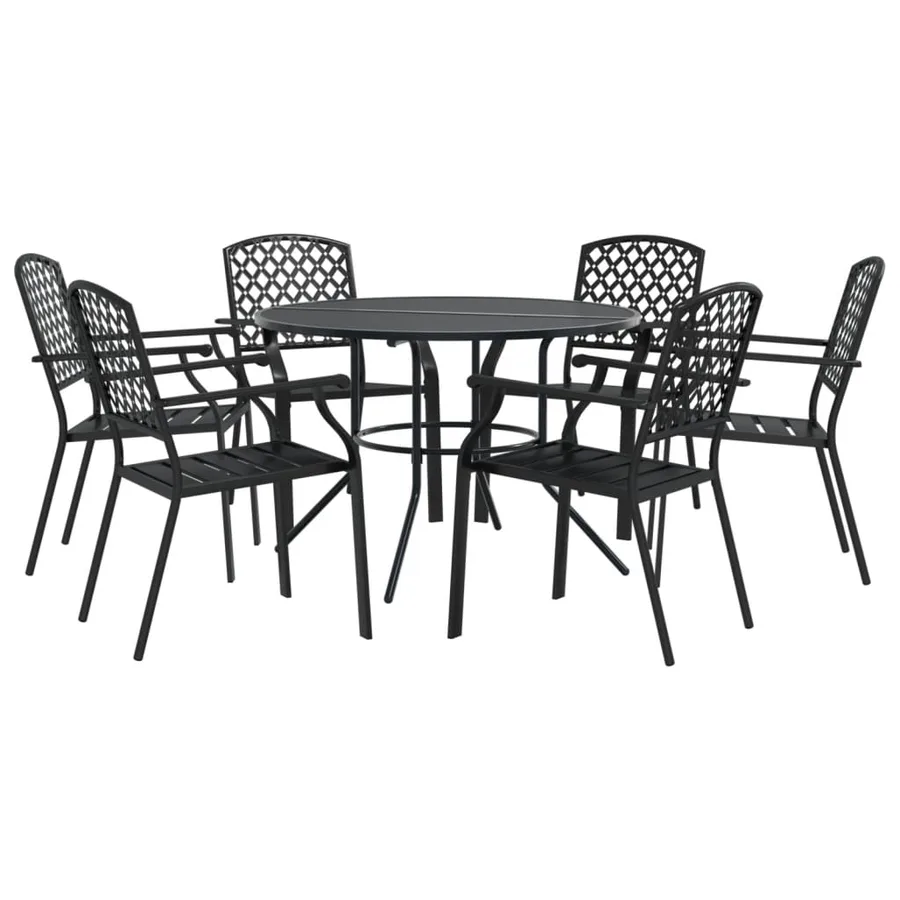Ensemble de chaises de jardin empilables 7 pcs anthracite - 2