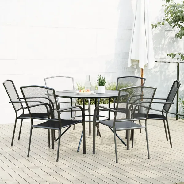Ensemble de chaises de jardin empilables 7 pcs anthracite