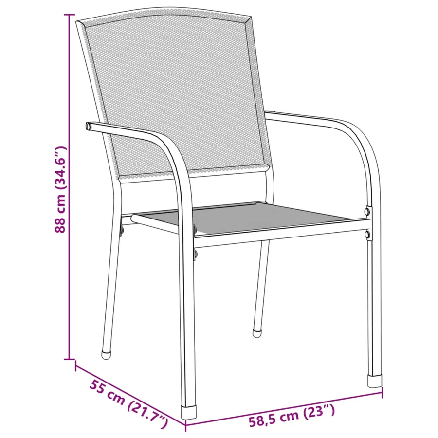 Ensemble de chaises de jardin empilables 7 pcs anthracite - 12