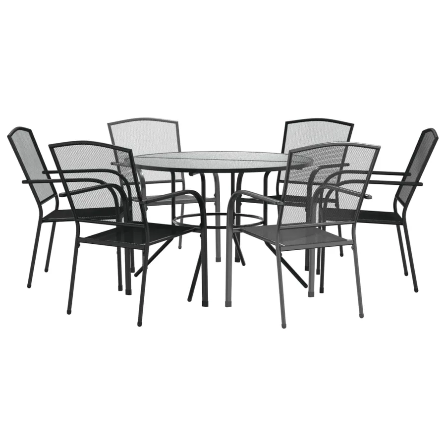 Ensemble de chaises de jardin empilables 7 pcs anthracite - 2