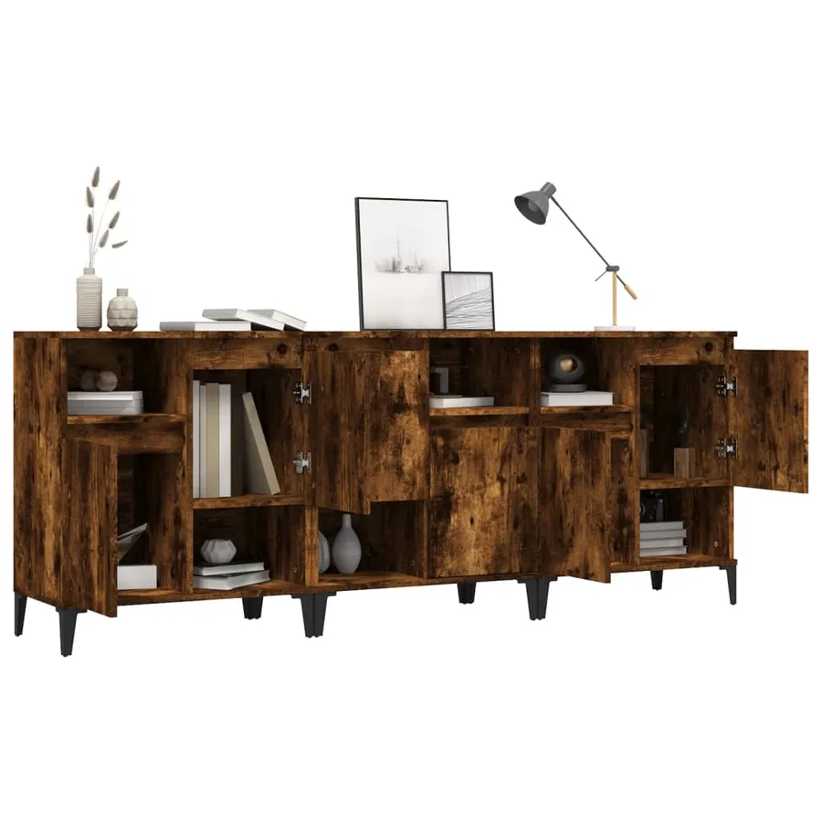 Buffets 3 pcs chêne fumé 60x35x70 cm bois d'ingénierie - 4