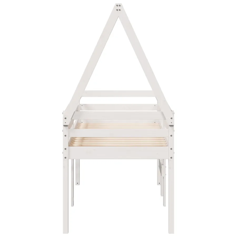 Lit haut sans matelas blanc 90x190 cm bois de pin massif - 5