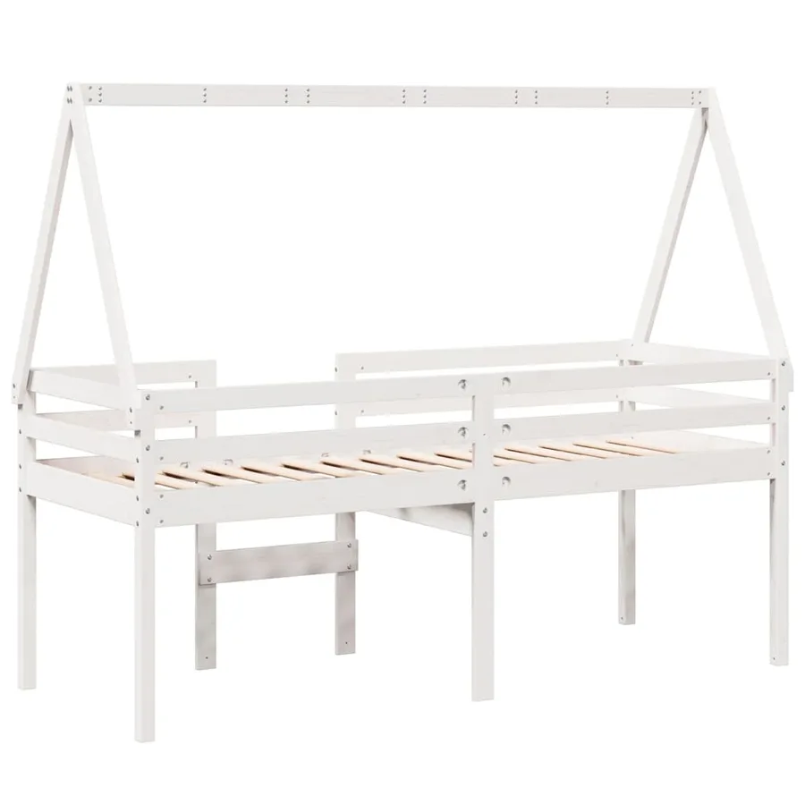 Lit haut sans matelas blanc 90x190 cm bois de pin massif - 6