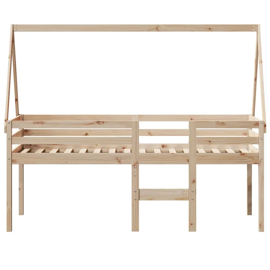 Lit haut sans matelas 75x190 cm bois de pin massif - 4