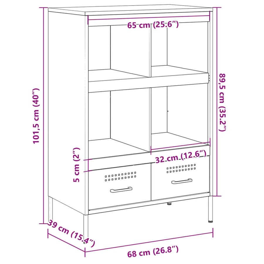 Buffet haut rose 68x39x101,5 cm acier - 13