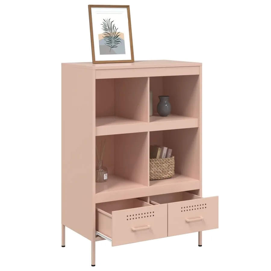 Buffet haut rose 68x39x101,5 cm acier - 5