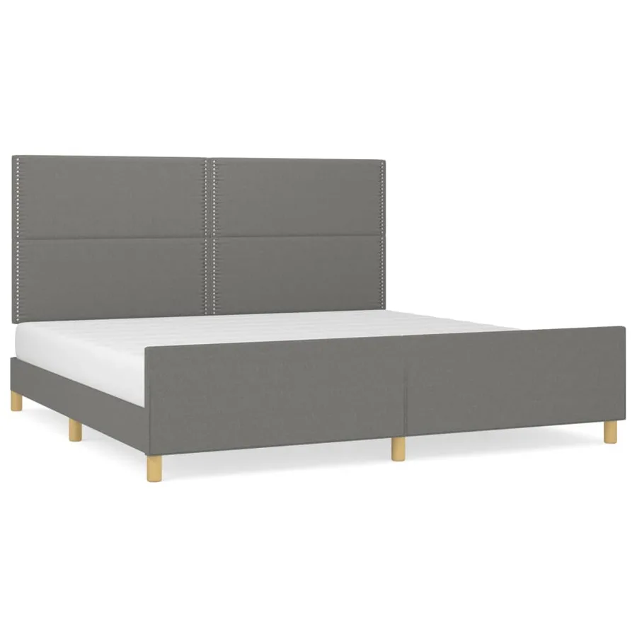 Cadre de lit sans matelas gris foncé 200x200 cm tissu - 2