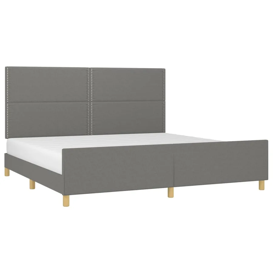 Cadre de lit sans matelas gris foncé 200x200 cm tissu - 3