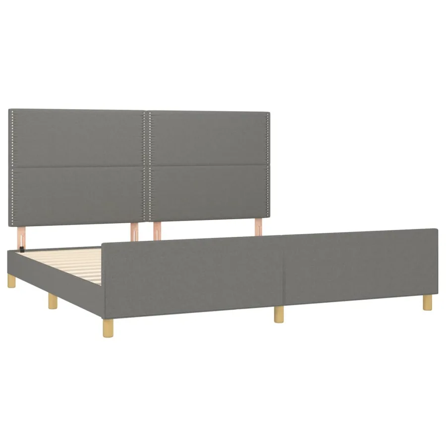Cadre de lit sans matelas gris foncé 200x200 cm tissu - 4