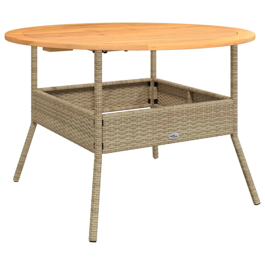Table de jardin et dessus en bois d'acacia beige résine tressée - 2