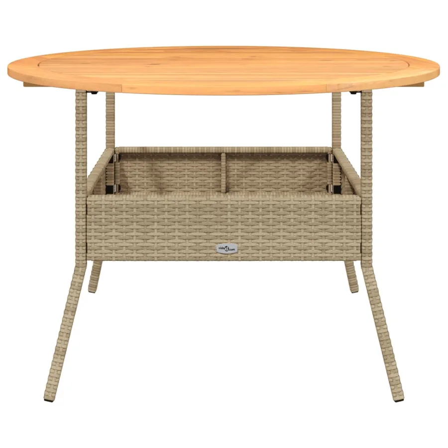 Table de jardin et dessus en bois d'acacia beige résine tressée - 5