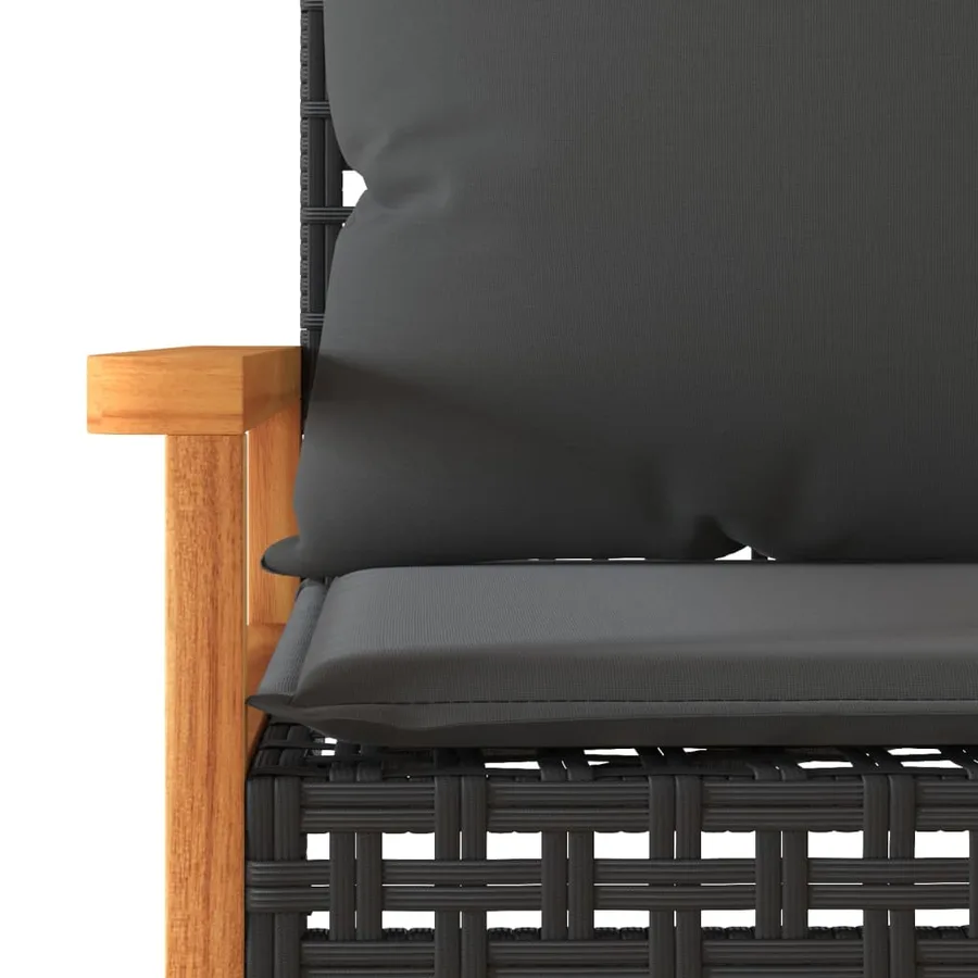 Ensemble de bistro 3 pcs et coussins noir résine tressée acacia - 8