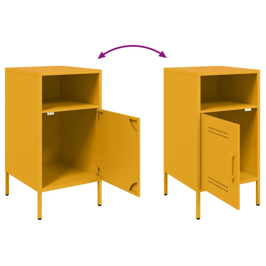 Tables de chevet 2 pcs jaune moutarde 36x39x68 cm acier - 10
