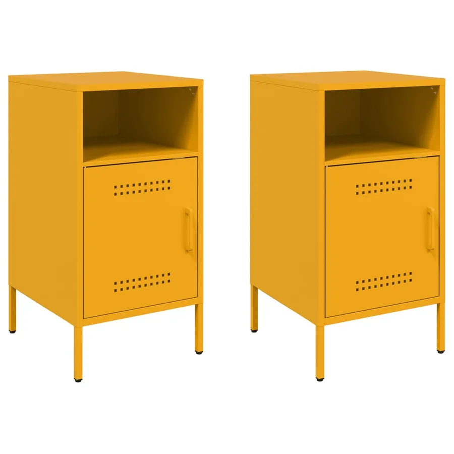 Tables de chevet 2 pcs jaune moutarde 36x39x68 cm acier - 2
